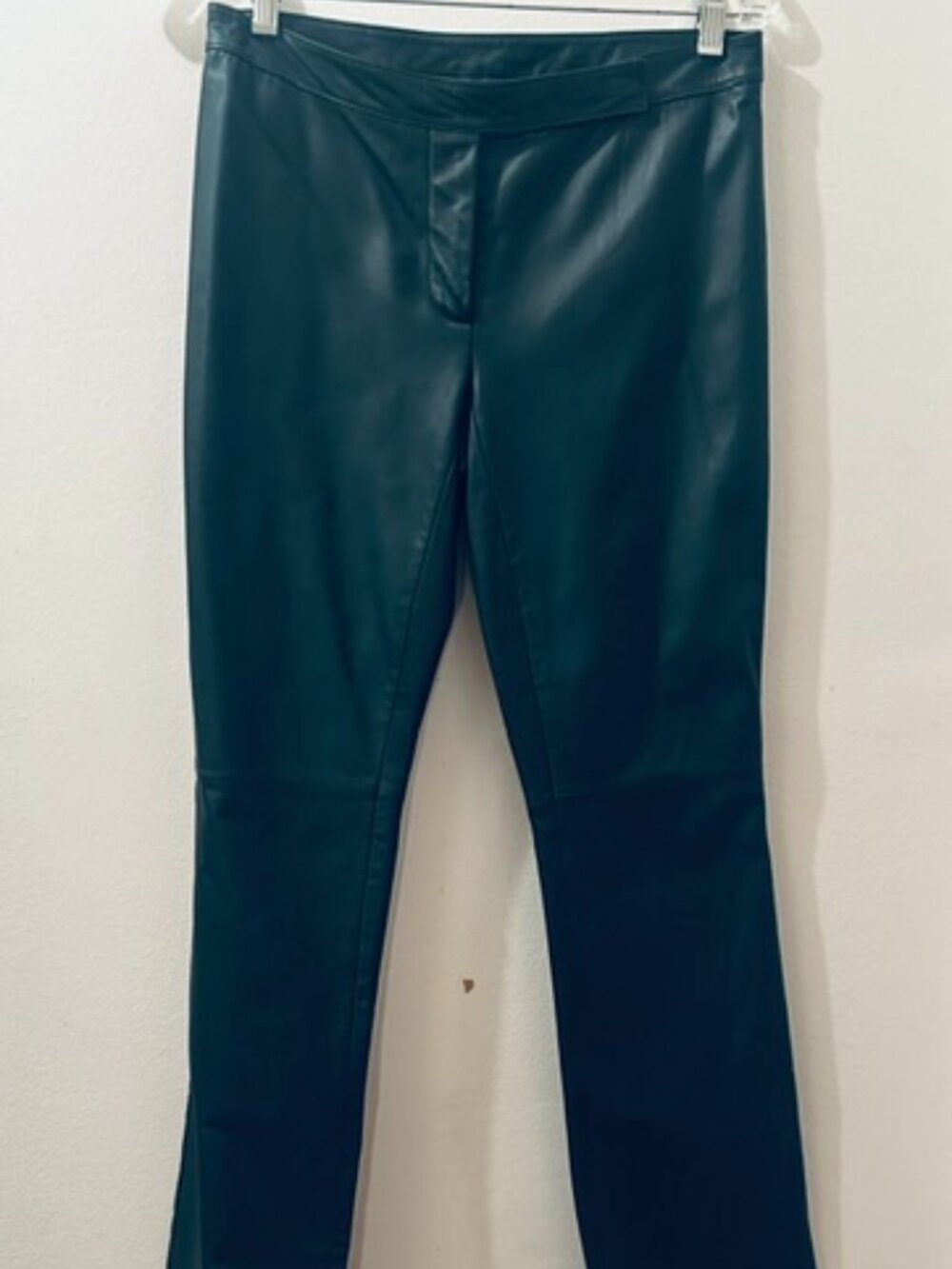 Laundry Shelli Segal Lush Forest Green Lined Genuine Leather Pants Trousers NWT